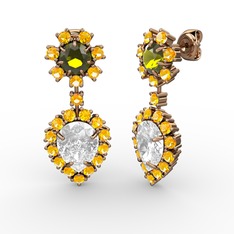 Seranta Damla Küpe - Swarovski, sitrin ve peridot 925 ayar rose altın kaplama gümüş küpe #alhuj2