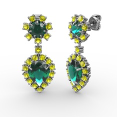 Seranta Damla Küpe - Yeşil kuvars ve peridot 14 ayar beyaz altın küpe #bplynk