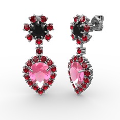 Seranta Damla Küpe - Pembe kuvars, garnet ve siyah zirkon 925 ayar gümüş küpe #c1zl7j