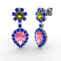 Seranta Damla Küpe - Pembe kuvars, lab safir ve peridot 925 ayar gümüş küpe #c5q51m