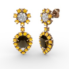 Seranta Damla Küpe - Dumanlı kuvars, sitrin ve swarovski 14 ayar rose altın küpe #dbgg4o