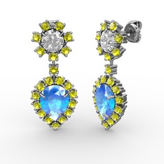 Seranta Damla Küpe - Akuamarin, peridot ve swarovski 18 ayar beyaz altın küpe #dg7div