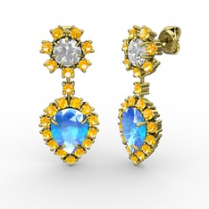 Seranta Damla Küpe - Akuamarin, sitrin ve swarovski 925 ayar altın kaplama gümüş küpe #fjviax