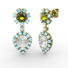 Seranta Damla Küpe - Swarovski, akuamarin ve peridot 925 ayar altın kaplama gümüş küpe #fptt95