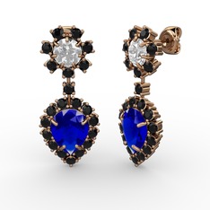 Seranta Damla Küpe - Lab safir, siyah zirkon ve beyaz zirkon 8 ayar rose altın küpe #fyvwoi