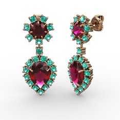 Seranta Damla Küpe - Rodolit garnet ve yeşil kuvars 925 ayar rose altın kaplama gümüş küpe #gmmrxw