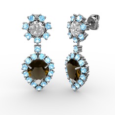 Seranta Damla Küpe - Dumanlı kuvars, akuamarin ve swarovski 925 ayar gümüş küpe #h0tgkx