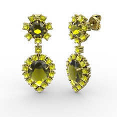 Seranta Damla Küpe - Peridot 14 ayar altın küpe #hgbirs