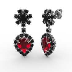 Seranta Damla Küpe - Garnet ve siyah zirkon 925 ayar gümüş küpe #i7h07n