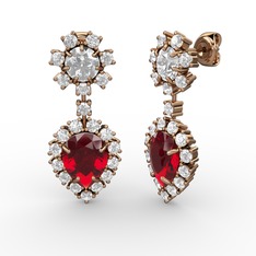 Seranta Damla Küpe - Garnet ve swarovski 18 ayar rose altın küpe #is20wc