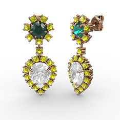 Seranta Damla Küpe - Swarovski, peridot ve yeşil kuvars 8 ayar rose altın küpe #jyass4