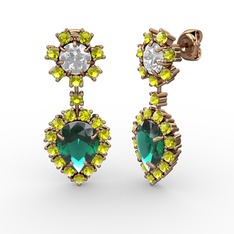 Seranta Damla Küpe - Yeşil kuvars, peridot ve swarovski 14 ayar rose altın küpe #kaxciy