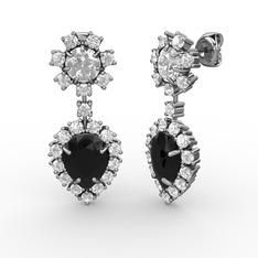 Seranta Damla Küpe - Siyah zirkon ve swarovski 14 ayar beyaz altın küpe #kgi1ns