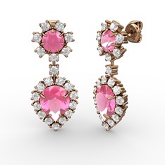 Seranta Damla Küpe - Pembe kuvars ve swarovski 8 ayar rose altın küpe #kp8qvz