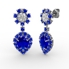 Seranta Damla Küpe - Lab safir ve swarovski 14 ayar beyaz altın küpe #md7lwd