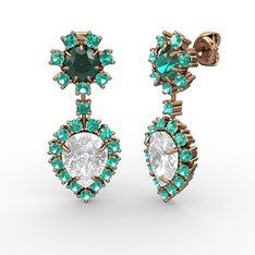 Seranta Damla Küpe - Swarovski ve yeşil kuvars 8 ayar rose altın küpe #mjhi6y