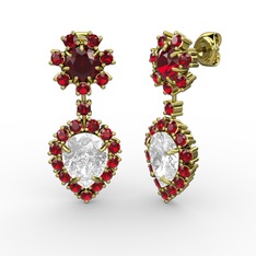 Swarovski ve garnet 18 ayar altın küpe