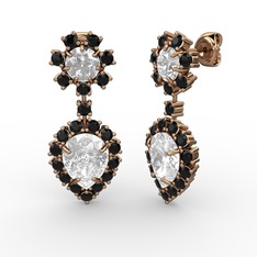 Seranta Damla Küpe - Swarovski, siyah zirkon ve beyaz zirkon 8 ayar rose altın küpe #n7ajug