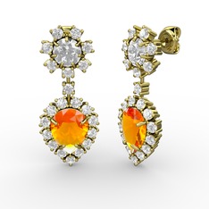 Seranta Damla Küpe - Sitrin ve swarovski 8 ayar altın küpe #n9bvi4