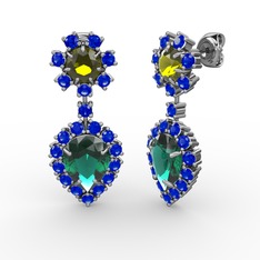 Seranta Damla Küpe - Yeşil kuvars, lab safir ve peridot 925 ayar gümüş küpe #qo19oa