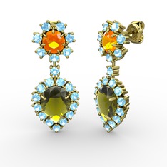 Seranta Damla Küpe - Peridot, akuamarin ve sitrin 925 ayar altın kaplama gümüş küpe #qpy2fx