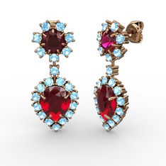 Seranta Damla Küpe - Garnet, akuamarin ve rodolit garnet 14 ayar rose altın küpe #qvjwby
