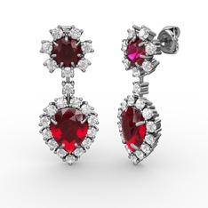 Seranta Damla Küpe - Garnet, pırlanta ve rodolit garnet 925 ayar gümüş küpe (0.792 karat) #rgnimh