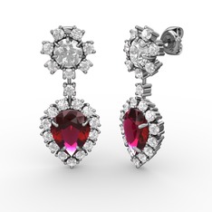 Seranta Damla Küpe - Rodolit garnet ve swarovski 18 ayar beyaz altın küpe #rmhmqx