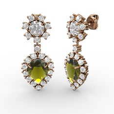 Seranta Damla Küpe - Peridot ve swarovski 14 ayar rose altın küpe #roizut