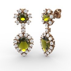 Seranta Damla Küpe - Peridot ve swarovski 925 ayar rose altın kaplama gümüş küpe #s0fl4u