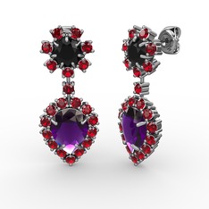 Seranta Damla Küpe - Ametist, garnet ve siyah zirkon 925 ayar gümüş küpe #sd5r5v