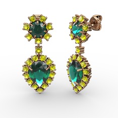 Yeşil kuvars ve peridot 18 ayar rose altın küpe