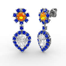 Seranta Damla Küpe - Swarovski, lab safir ve sitrin 8 ayar beyaz altın küpe #vq5lsi