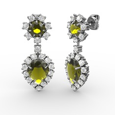 Seranta Damla Küpe - Peridot ve swarovski 14 ayar beyaz altın küpe #x2x39h