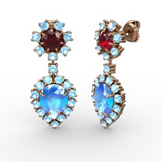 Seranta Damla Küpe - Akuamarin ve garnet 18 ayar rose altın küpe #y7aixb