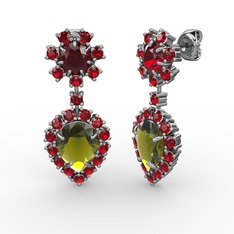 Seranta Damla Küpe - Peridot ve garnet 18 ayar beyaz altın küpe #ysmg9i
