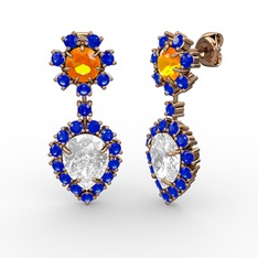 Seranta Damla Küpe - Beyaz zirkon, lab safir ve sitrin 14 ayar rose altın küpe #yuwlzj