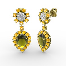 Seranta Damla Küpe - Peridot, sitrin ve swarovski 18 ayar altın küpe #zcwp8o