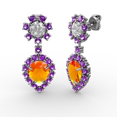 Seranta Damla Küpe - Sitrin, ametist ve swarovski 18 ayar beyaz altın küpe #zpgq84
