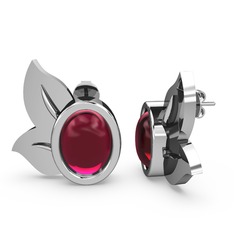 Rodolit garnet 8 ayar beyaz altın küpe