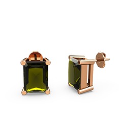 Peridot 925 ayar rose altın kaplama gümüş küpe