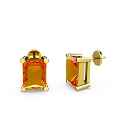 Meira Tektaş Dikdörtgen Küpe - Sitrin 18 ayar altın küpe #1ook0fc