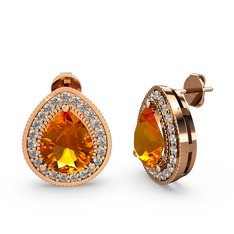 Esinti Küpe - Sitrin ve swarovski 8 ayar rose altın küpe #103tgrc