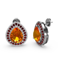 Esinti Küpe - Sitrin ve garnet 925 ayar gümüş küpe #10b8fvy