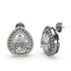 Beyaz zirkon ve dumanlı kuvars 925 ayar gümüş küpe