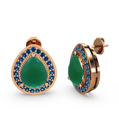 Kök zümrüt ve lab safir 18 ayar rose altın küpe