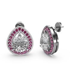 Esinti Küpe - Swarovski ve rodolit garnet 8 ayar beyaz altın küpe #11nz0qc