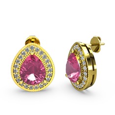 Esinti Küpe - Pembe kuvars ve swarovski 925 ayar altın kaplama gümüş küpe #11uxin7