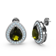 Peridot ve akuamarin 925 ayar gümüş küpe