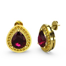 Rodolit garnet ve sitrin 8 ayar altın küpe
